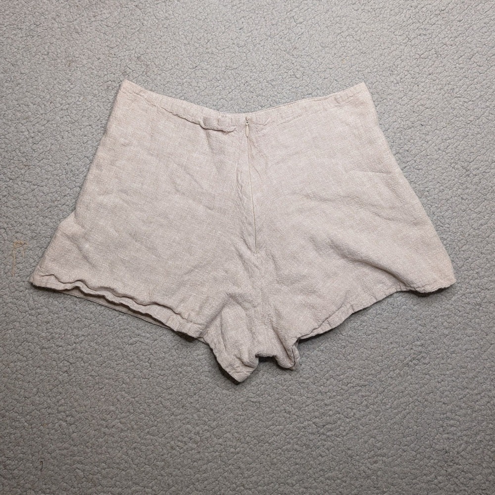 Just Bee Queen Shorts Small Tan Linen Blend High Rise Zip Flat Front Minimalist